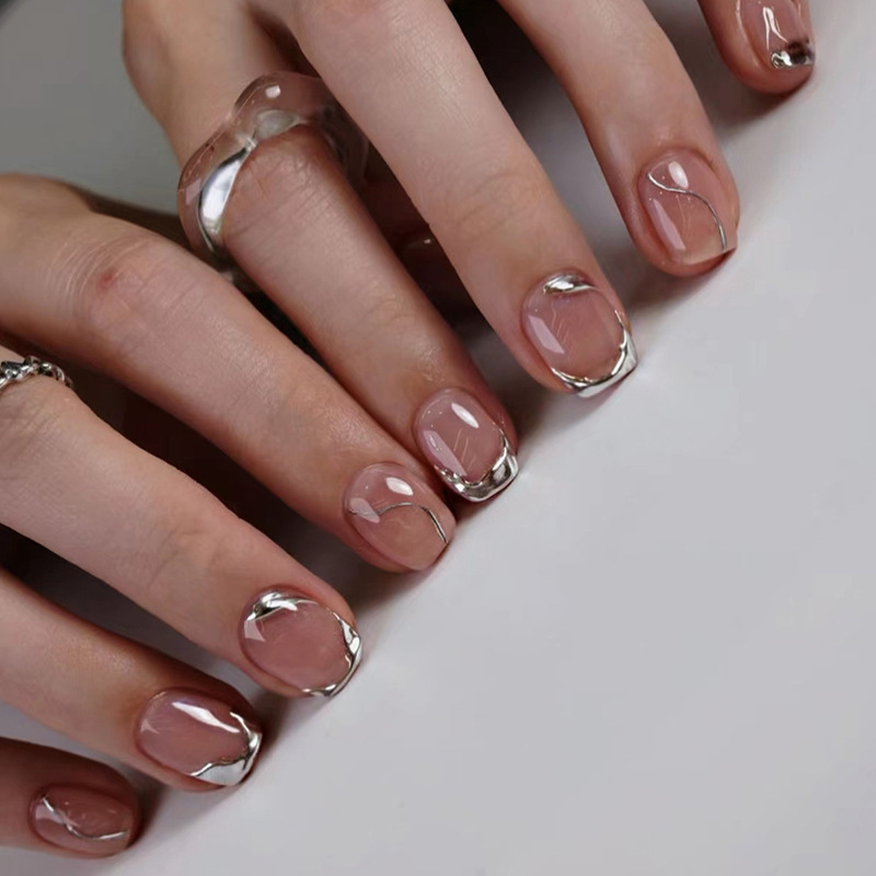 Nail Art Press On - Unhas postiças curtas para mulheres e