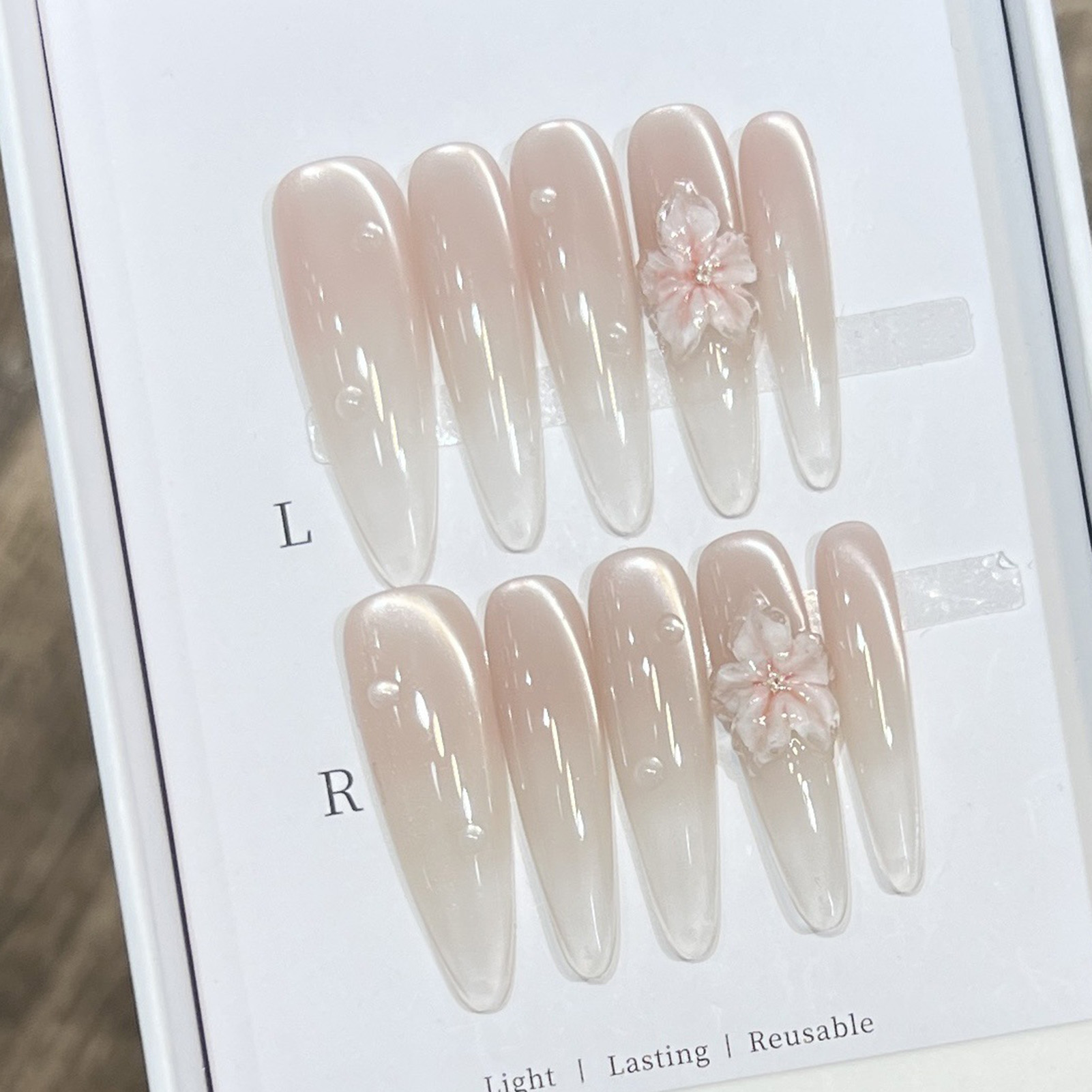 10 pçs longo amêndoa unhas fal - Nail Art Press On avaliação e preço