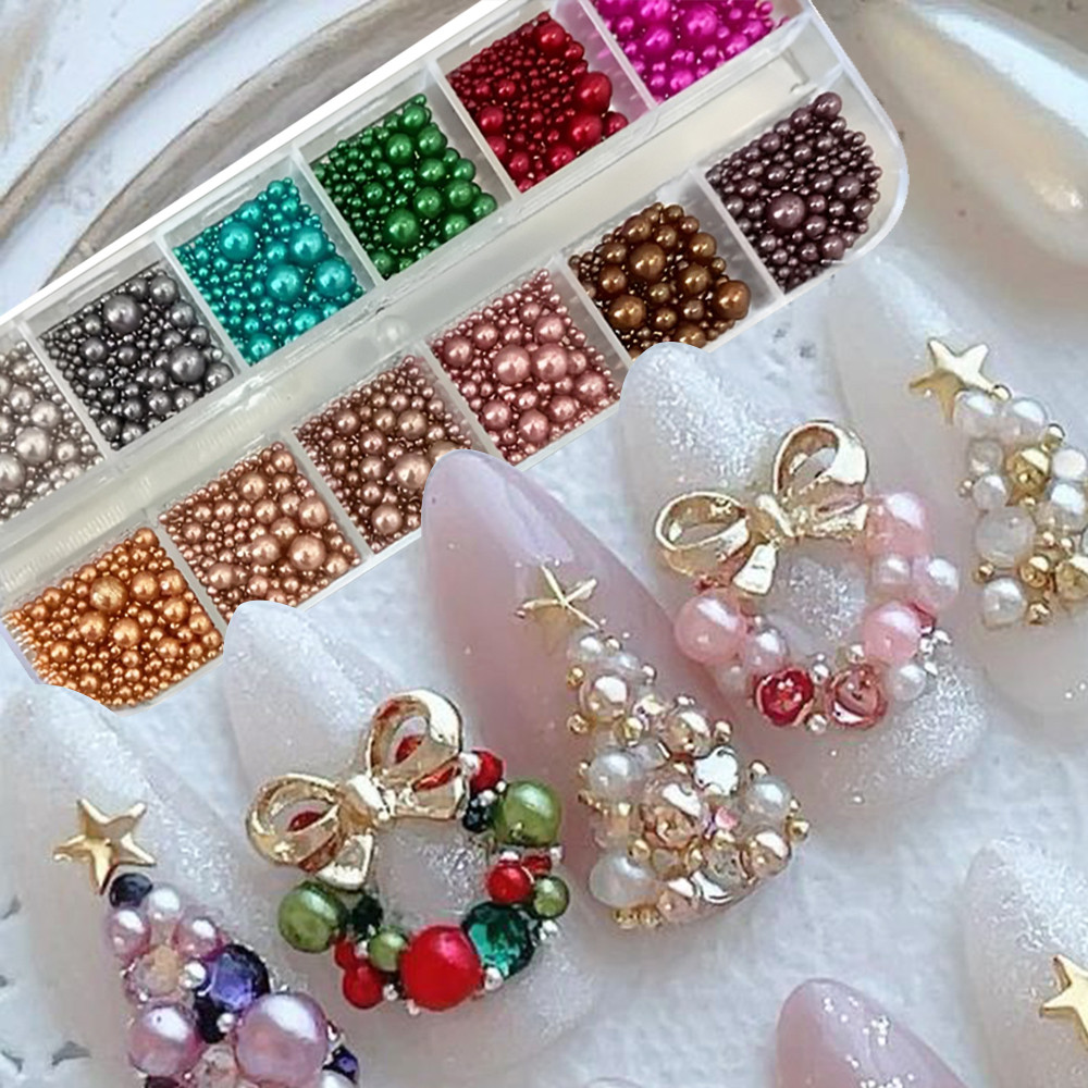 12 cores tamanho misto pérolas - Nail Art Valentines Day avaliação e preço