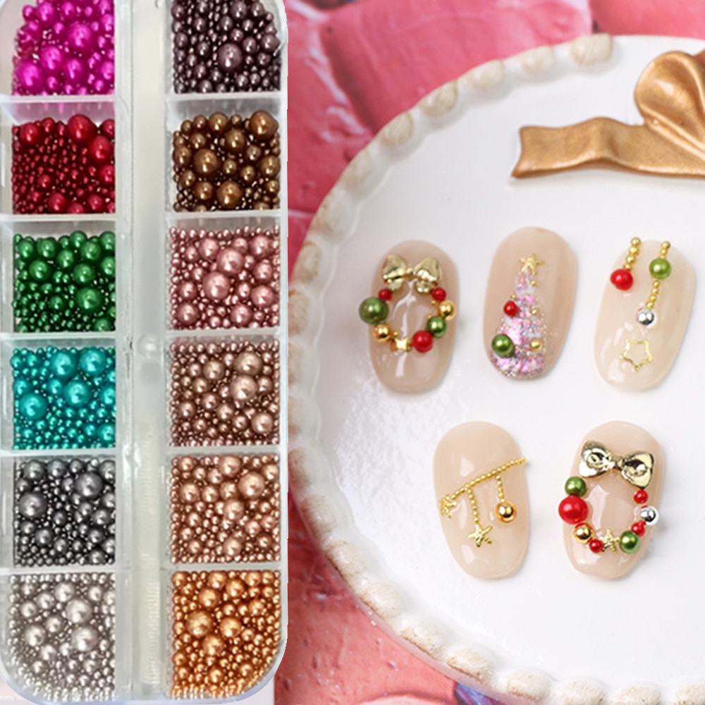 12 cores tamanho misto pérolas - Nail Art Valentines Day avaliação e preço