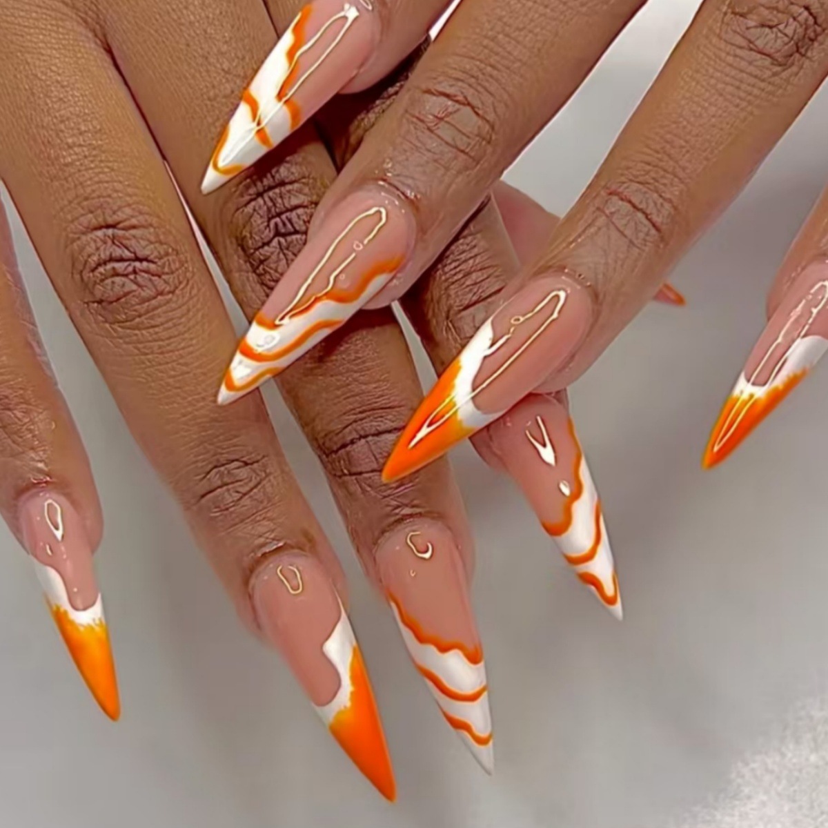 24 pçs longo stiletto unhas co - Nail Art Press On avaliação e preço